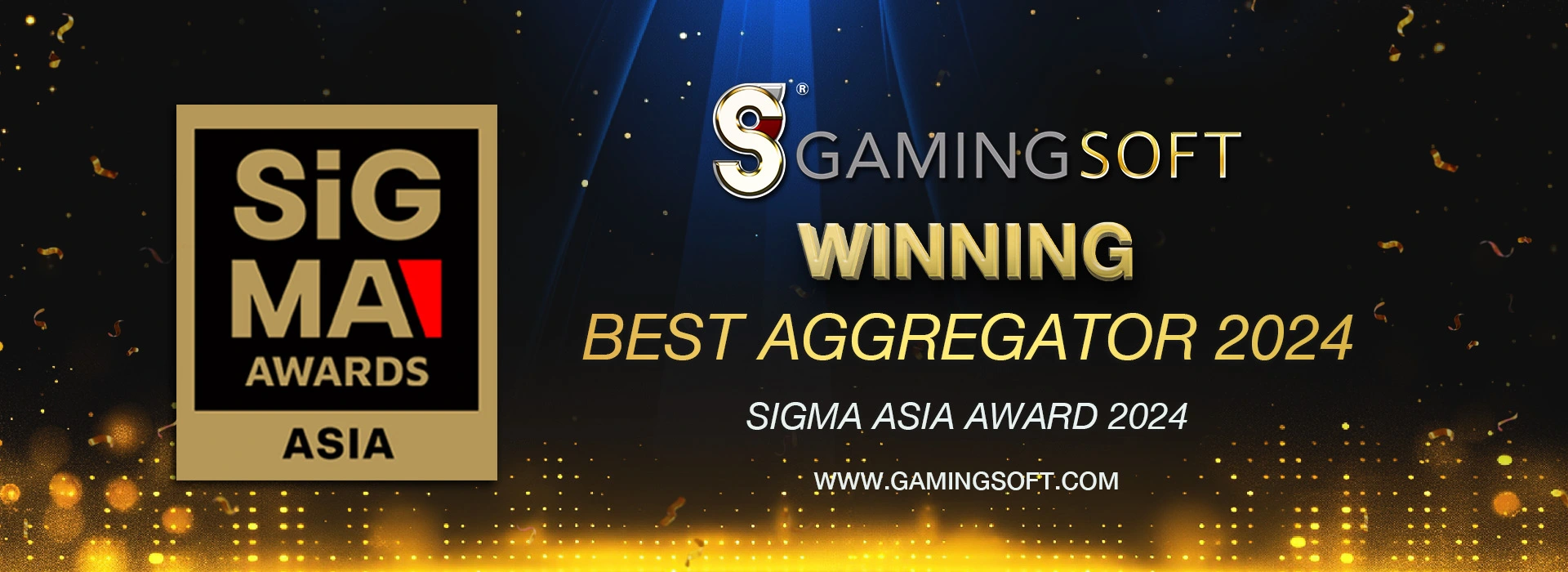 GamingSoft winning Best Aggregator 2024 SiGMA ASIA AWARD 2024 Web Banner - GamingSoft